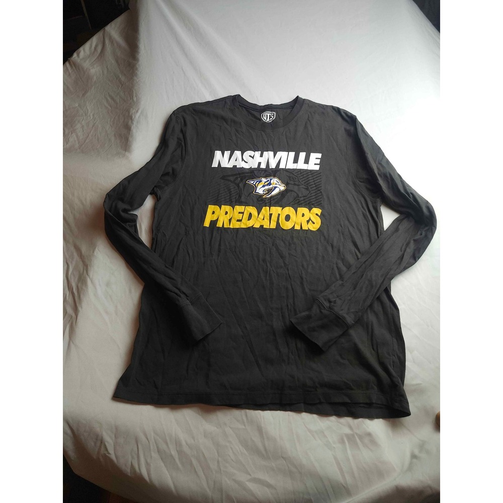 OTS Nashville Predators NHL Long Sleeve Graphic T-Shirt Mens Large Black Cotton